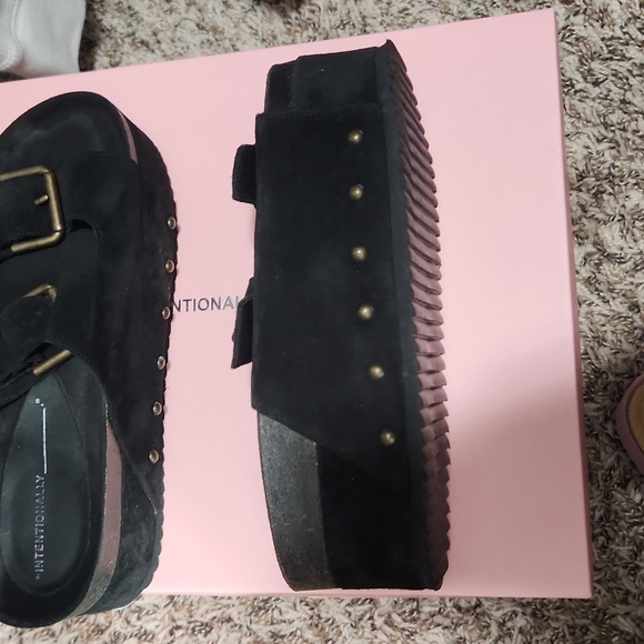 Free people internationally black platform suede sandals - Picture 2 of 3